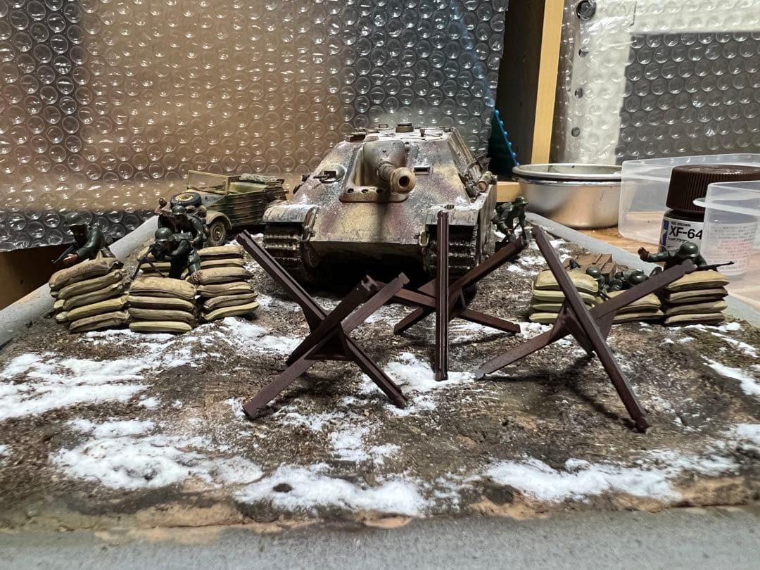 1/48 タミヤ ヤークトパンサー 後期型 完成品 ジオラマ【冬の東部戦線