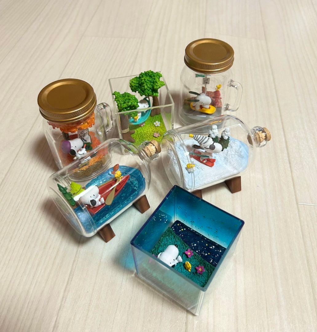 【SNOOPY】スヌーピーテラリウム　オンバケーション　中古コンプリート SNOOPY&WOODSTOCK Terrarium On Vacation 全6種 開封 スヌーピー