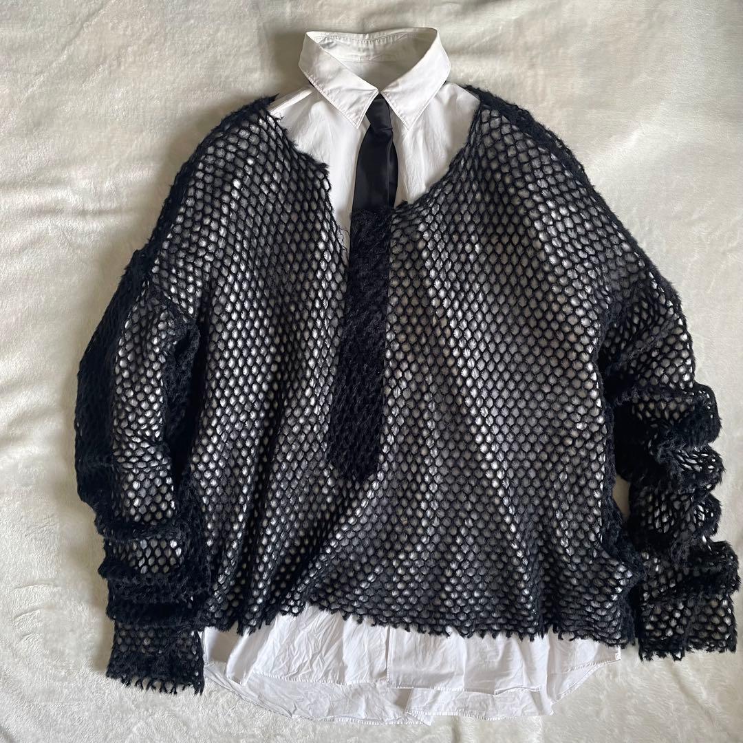 JOHN LAWRENCE SULLIVAN メッシュ編み ニット セーター