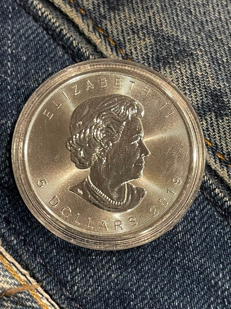 カナダ　2019年　メープルリーフ　銀貨　5ドル