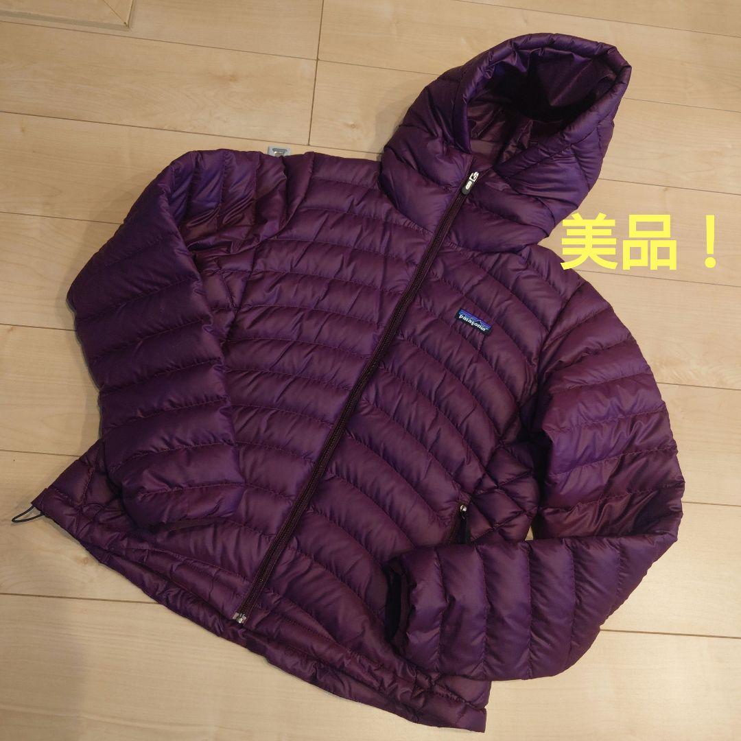 【美品】patagonia フード付きダウンジャケット パープルM