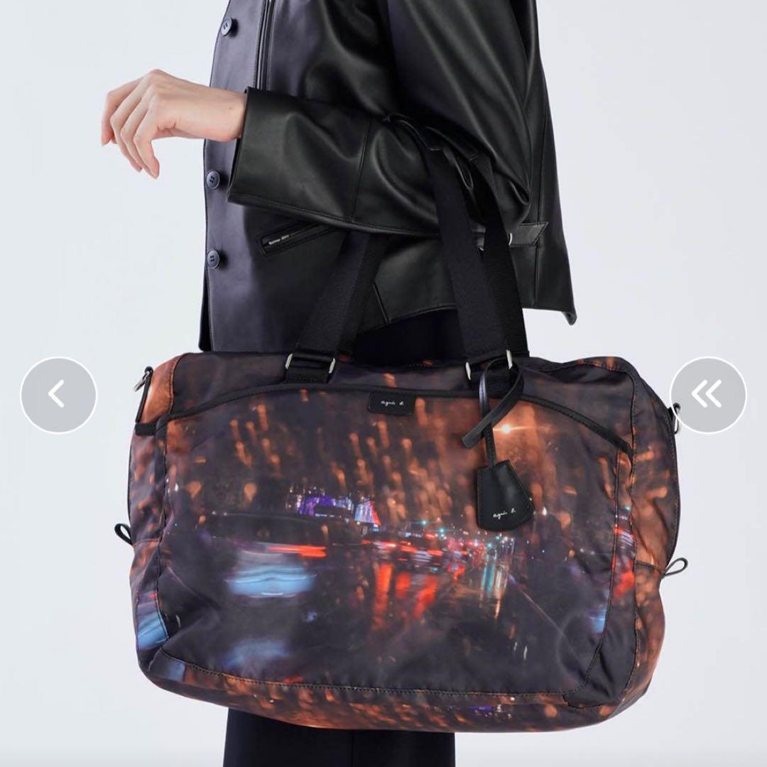 【未使用級】アニエスベー 2way ボストンバッグ フォトプリント 夜景 大容量