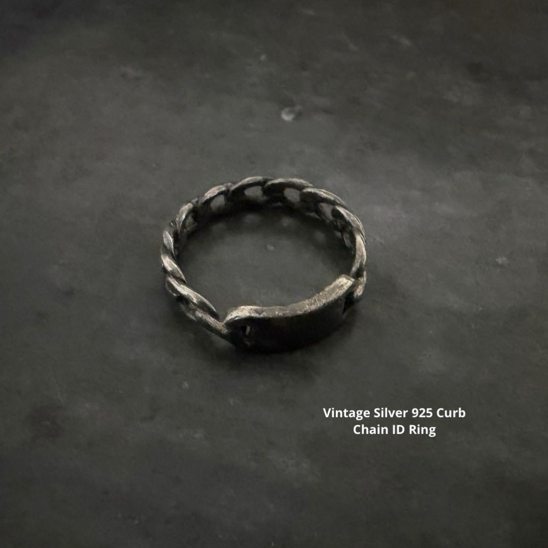 ヴィンテージ シルバー 925 チェーン ID リング アンティーク アメリカ