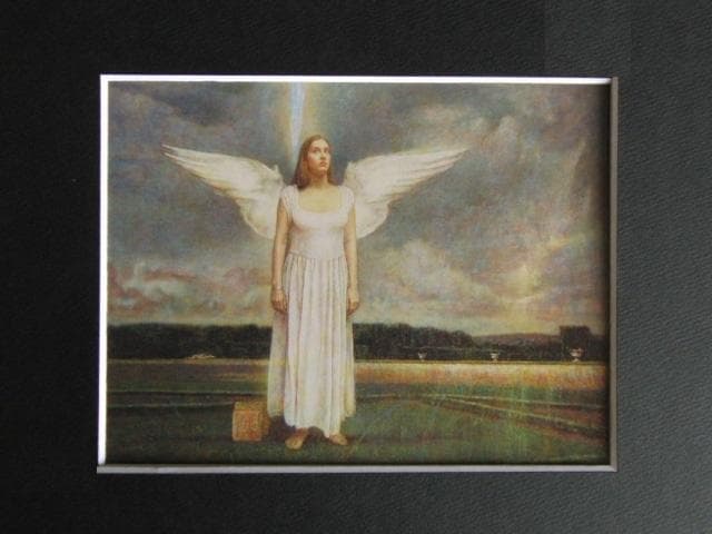 大島誠、【ANGE 】、希少な額装用画集画、新品高級額 額装付、状態良好