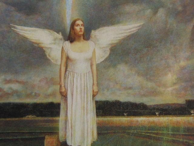 大島誠、【ANGE 】、希少な額装用画集画、新品高級額 額装付、状態良好