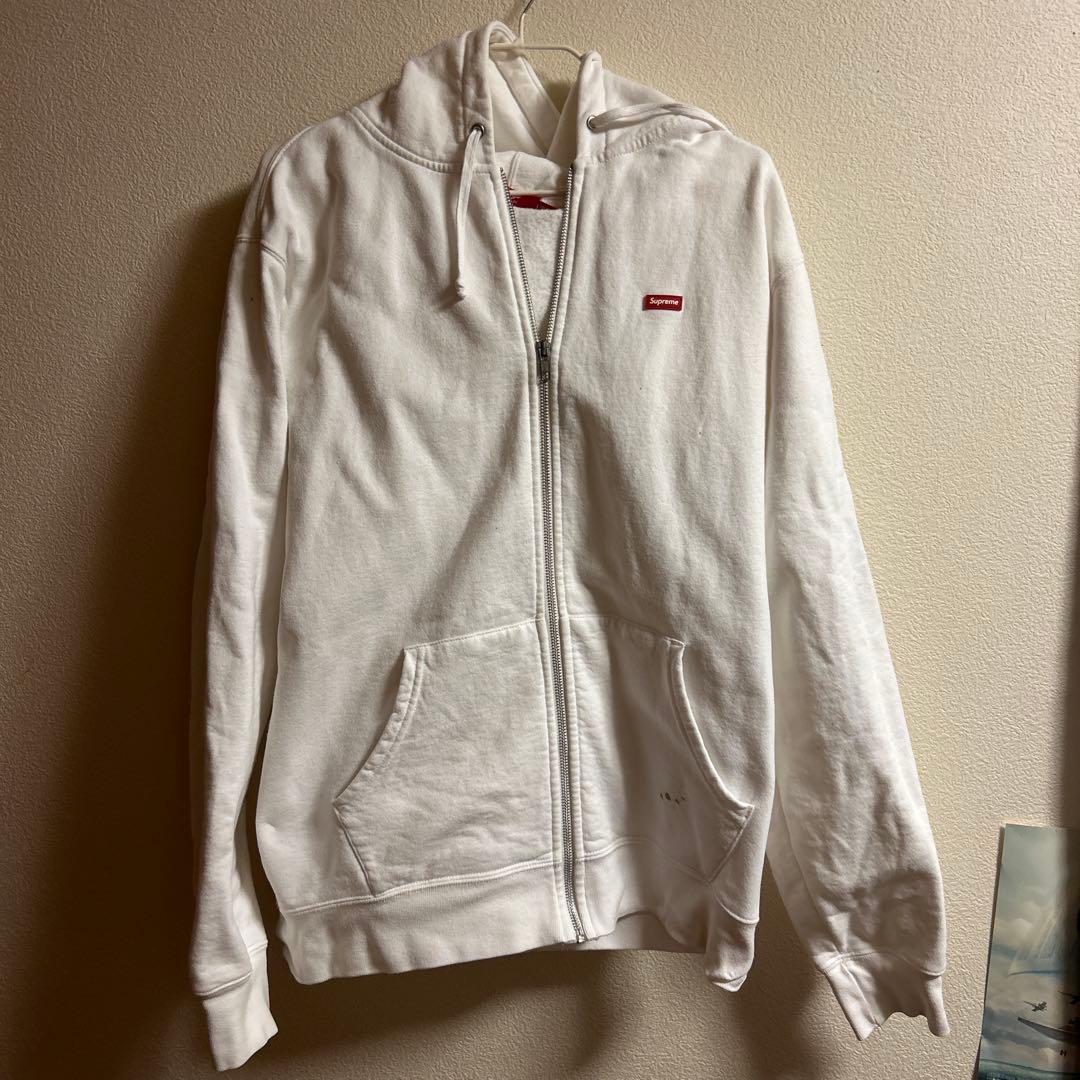 Supreme ホワイト ジップアップパーカー