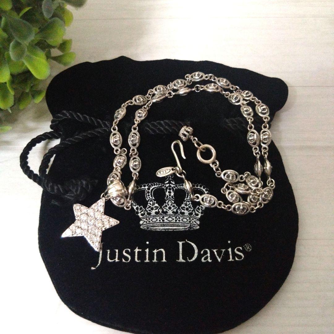 ジャスティンデービス　 STAR クリスタルペンダント　ネックレス　王冠チェーン