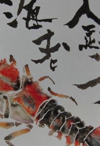 片岡鶴太郎、【鎌倉海老】、希少な額装用画集より、美品、日本人画家