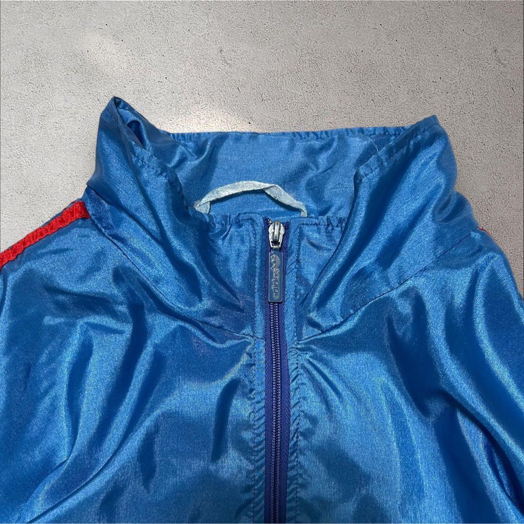 adidas 80s〜90sトレフォイルロゴ刺繍ナイロントラックジャケット好