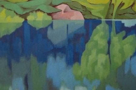 山口蓬春、【青沼新秋】、希少な大判額装用画集より、美品、日本人画家