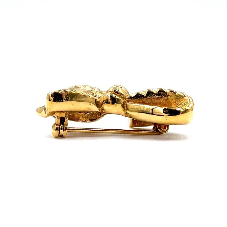 ✨️美品✨️ クリスチャン・ディオール リボン ブローチ ゴールド