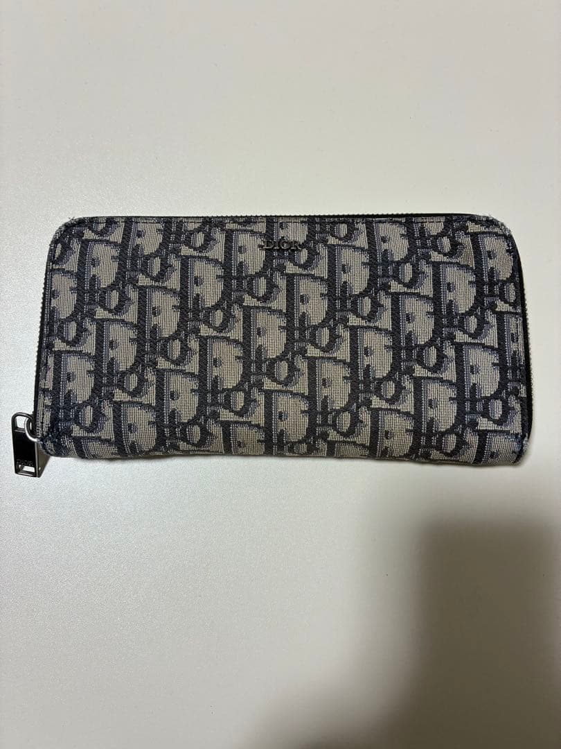 DIOR グレーキャンバス ジップアラウンド長財布