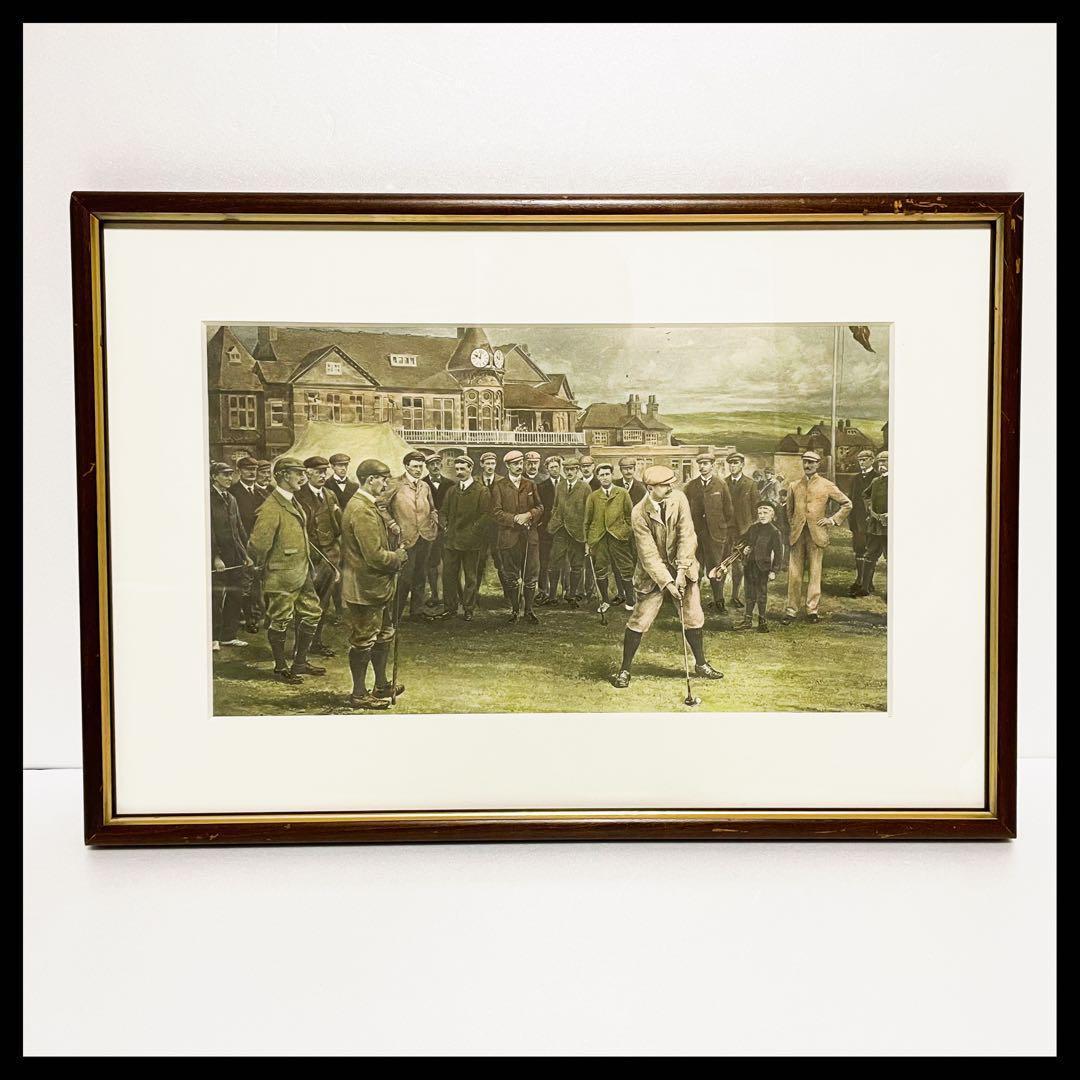 ゴルフ ゴルフ倶楽部 カントリークラブ ティーショット 絵画 絵 額装
