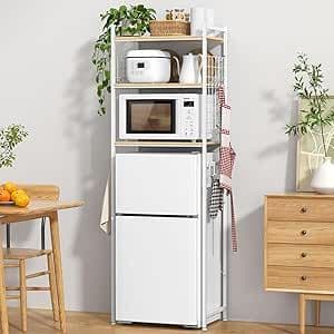 冷蔵庫ラック ゴミ箱上 幅60 高さ180cm 棚板調節