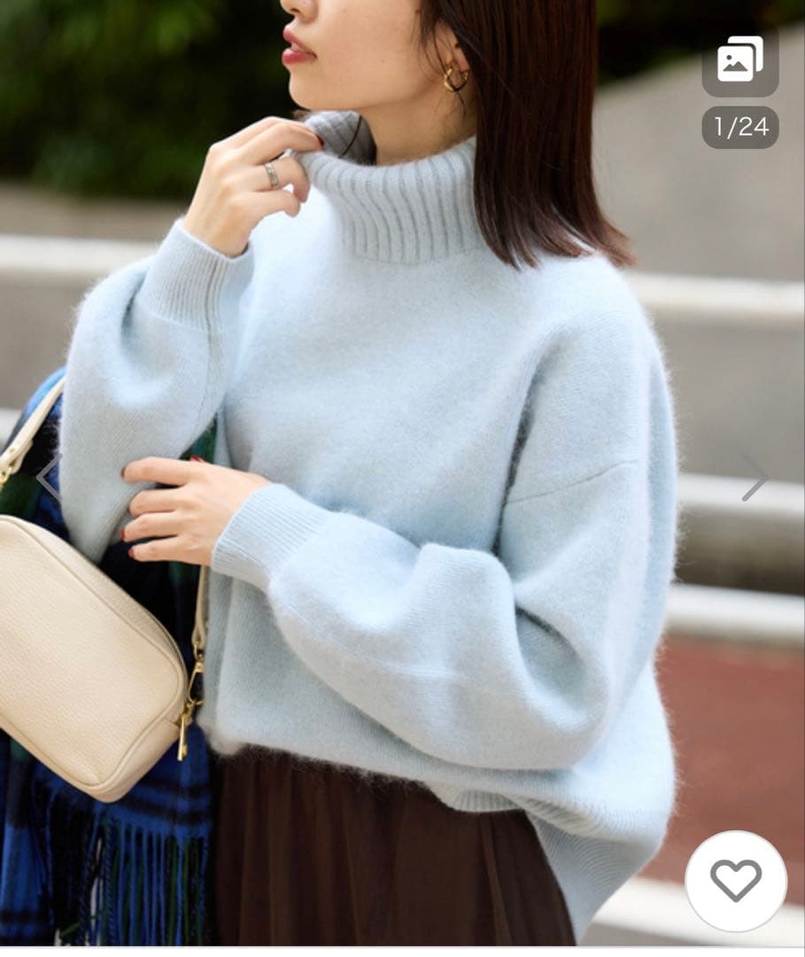 【SLOBE IENA】ウォッシャブルファーリーダブルフェイスタートルニット