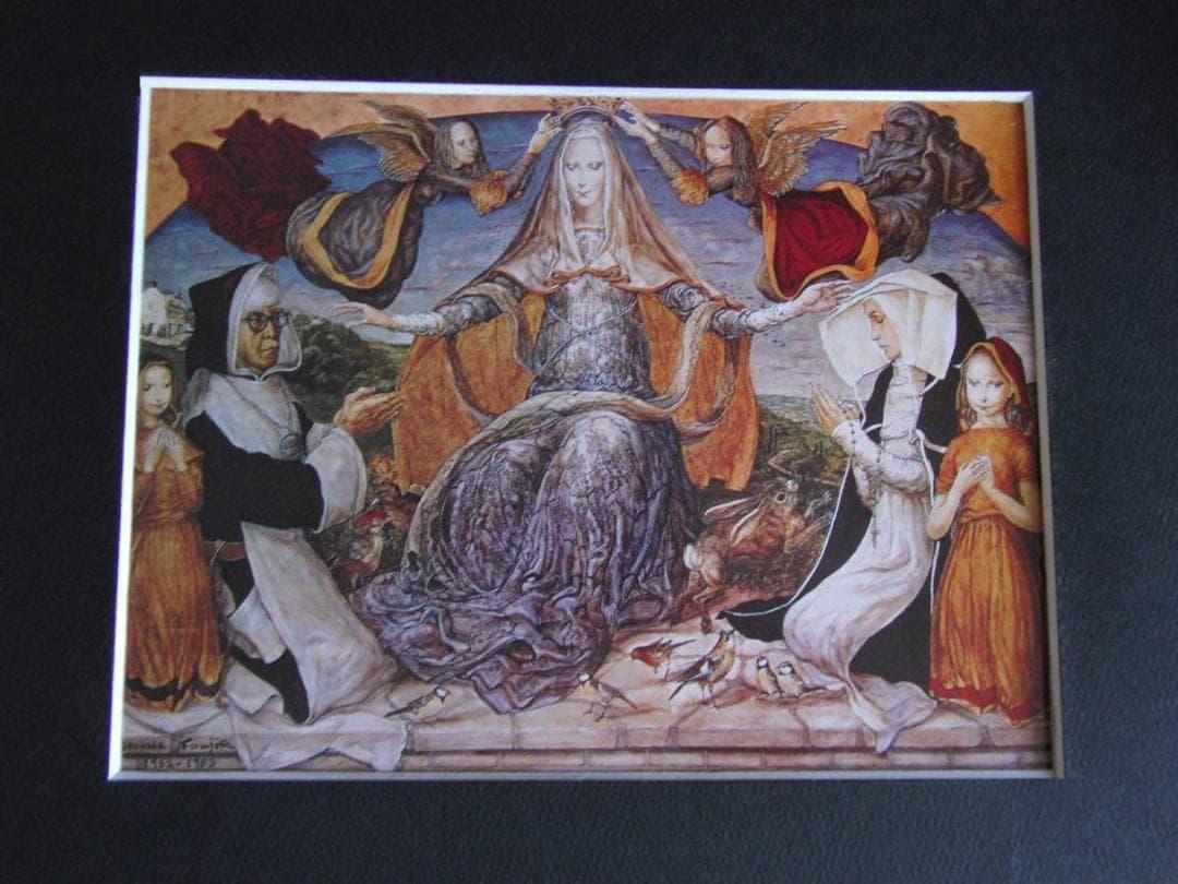 藤田嗣治、「Adoration」、希少画集の額装画、人気作品