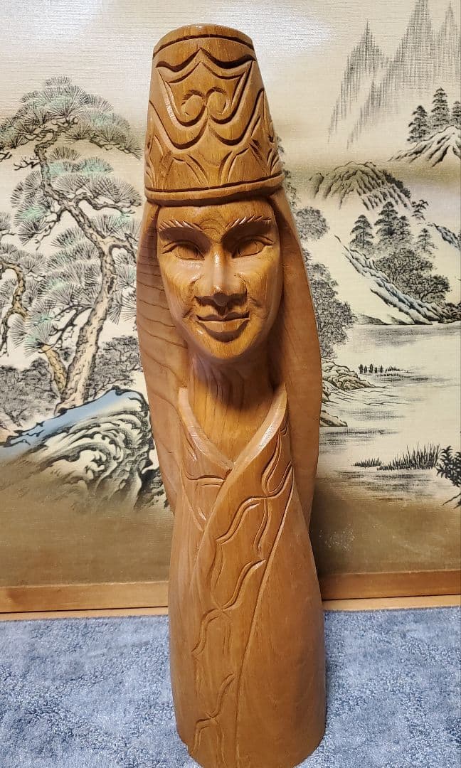 木彫り　メノコ 瀧口政満 メノコ 胸像 木彫