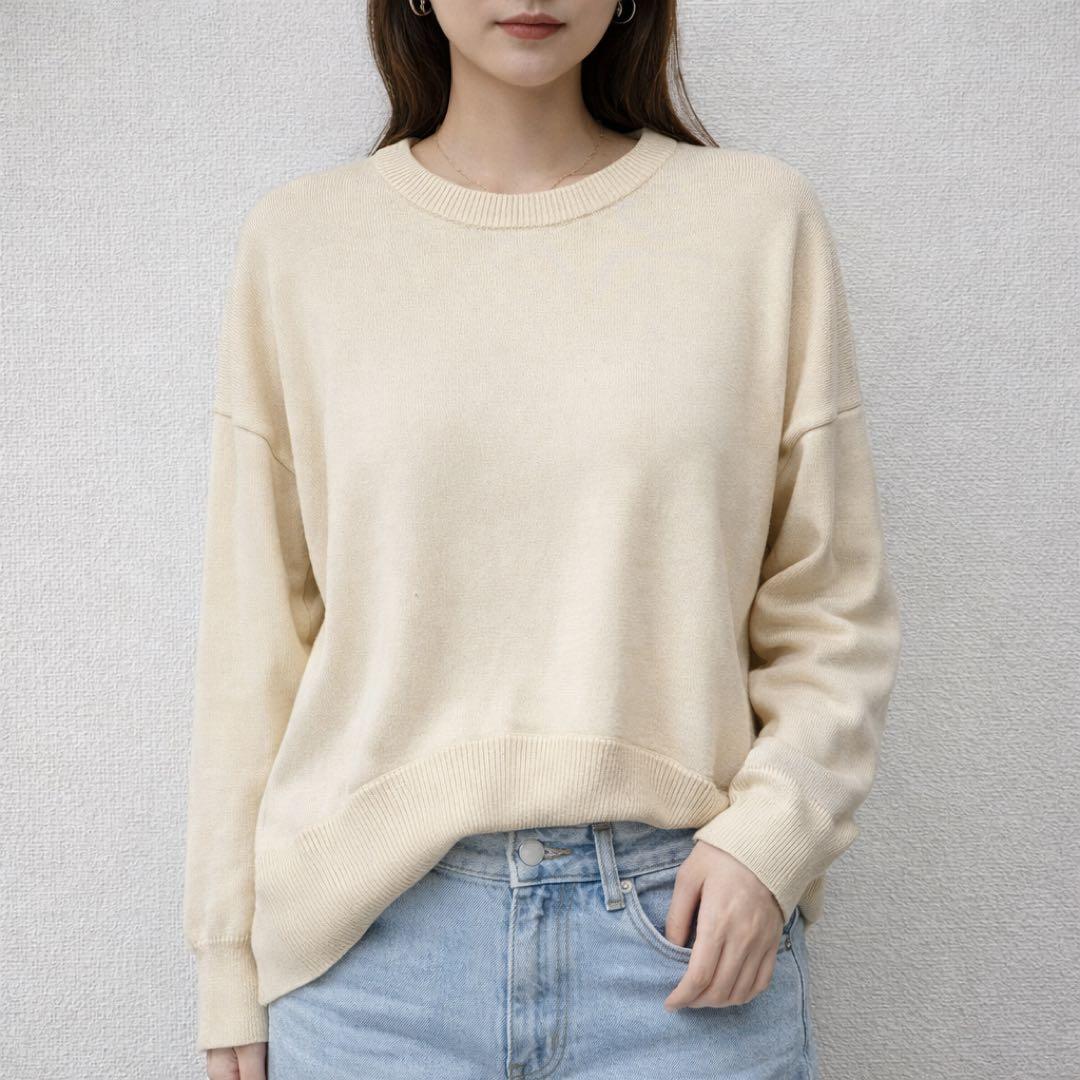 エブリデイアイライク ドゥーズィエムクラス ベーシックニット　白 ベーシック ニット（ニット／セーター）｜Deuxieme Classe