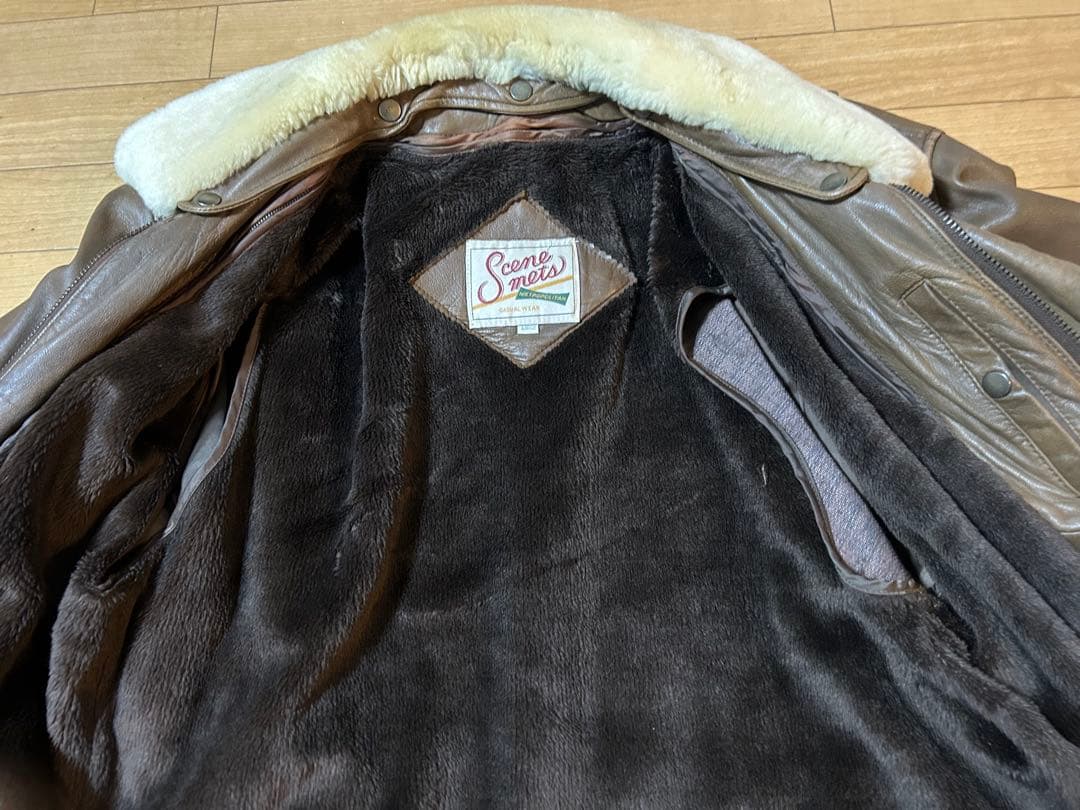 90's フライトジャケット G-1 A-2 羊革 衿ムートン L ボアライナー