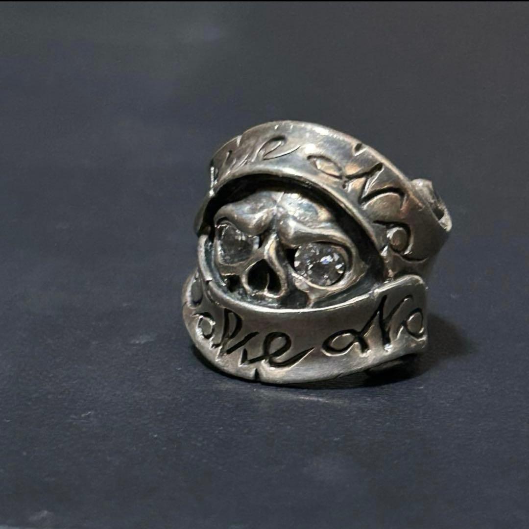 スカルデザイン シルバーリング 19号 ジルコニア