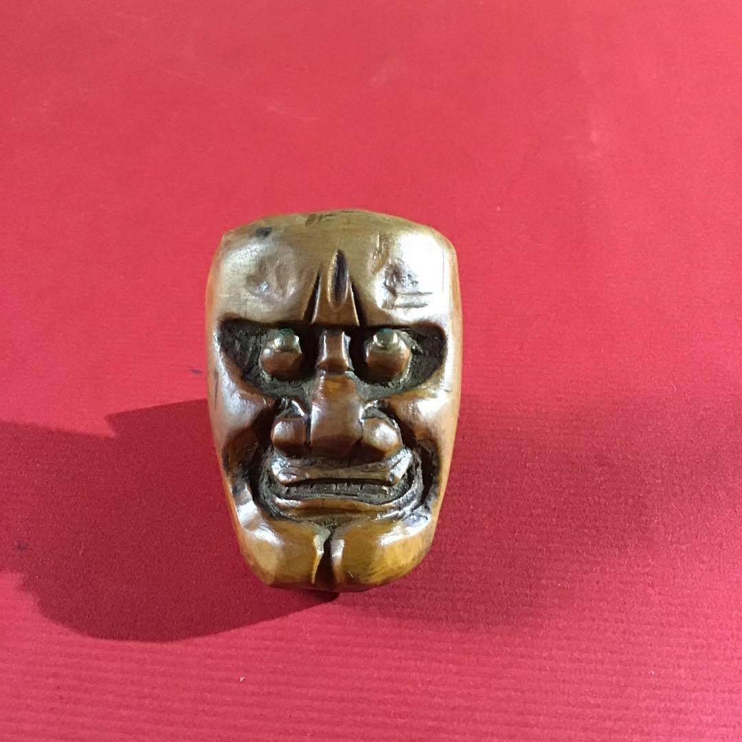 根付　「鬼面）　在銘　　N9