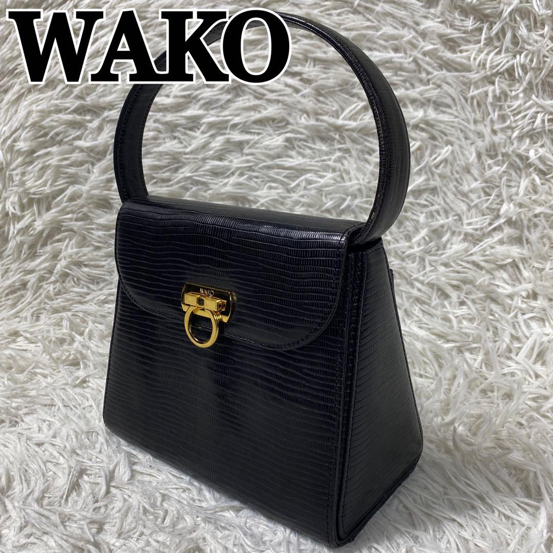 ワコー　フォーマルハンドバッグ　ブラック　ガンチーニ