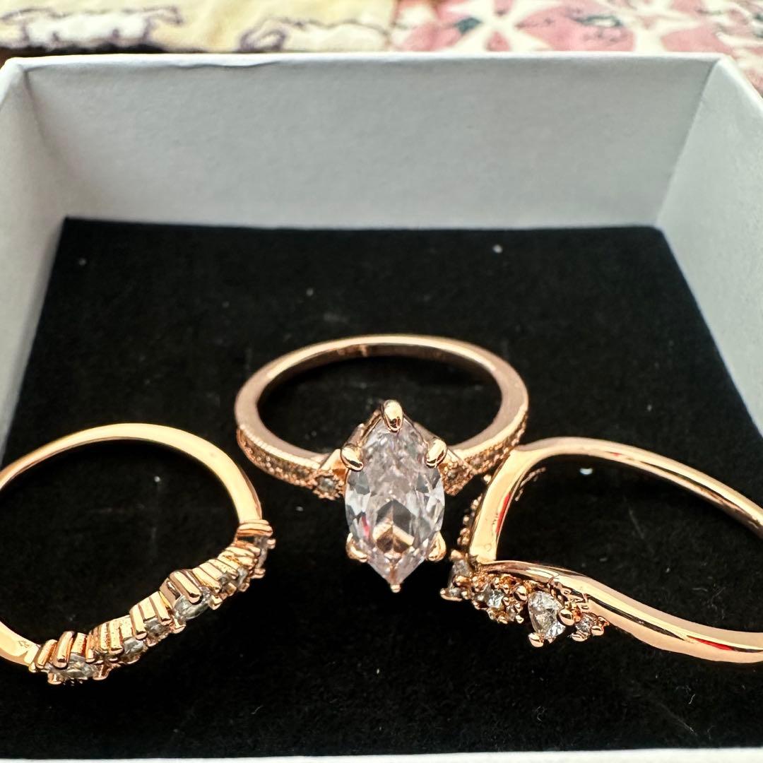 3点セット リング・指輪 マーキスカット - メルカリ