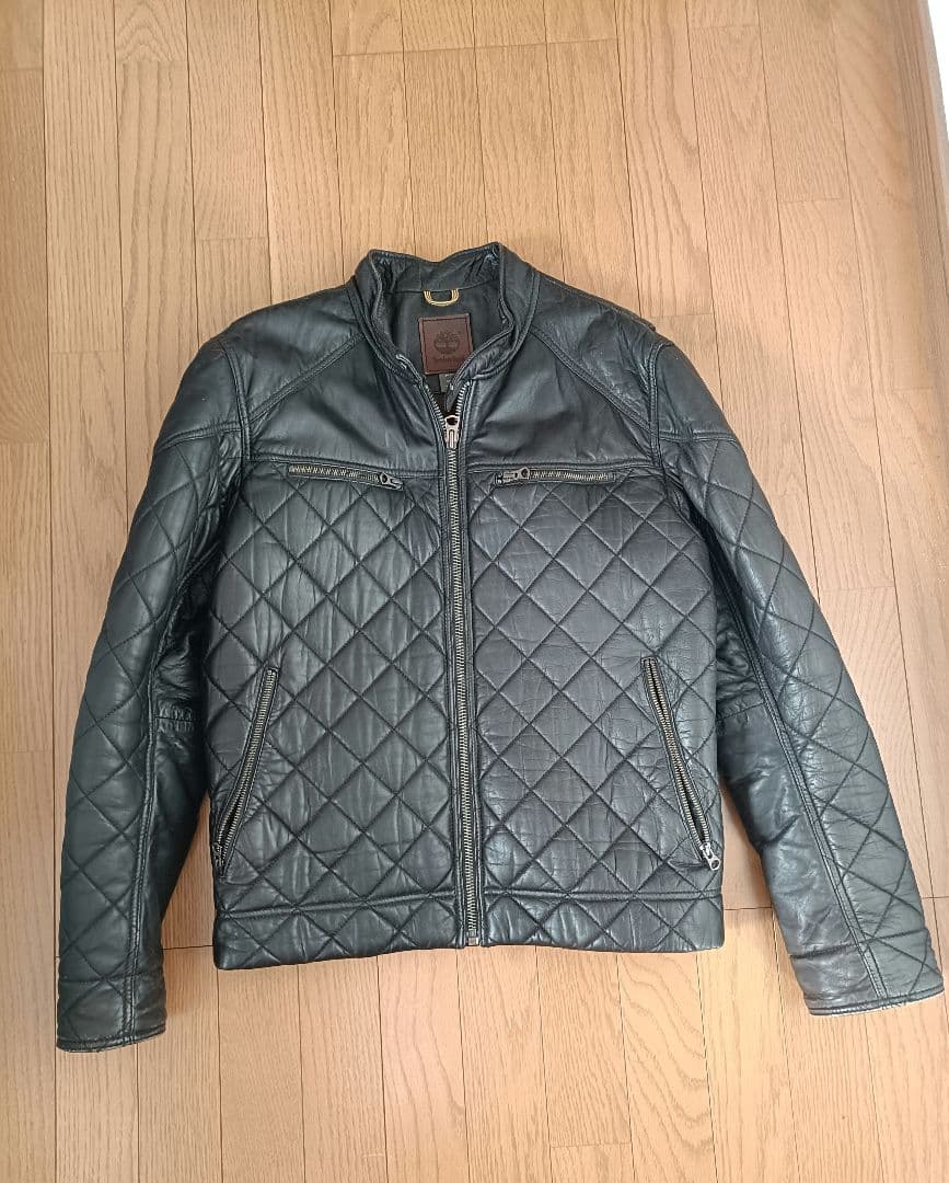 ティンバーランド　ライダースキルティングジャケット　M 　ブラウン Timberland - TIMBERLAND / ティンバーランド | カウレザー ハイネック