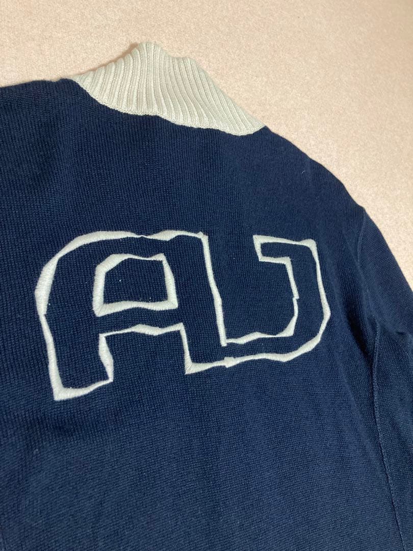 90s 美品 ARMANI JEANS ドライバーズ ニット ジャケット 刺繍