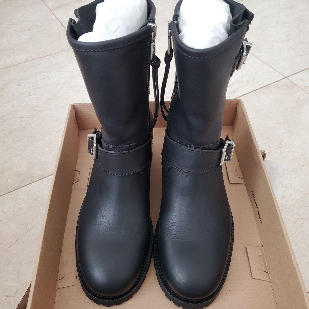 POLO RALPH LAUREN 黒 レザーバックルブーツ 7B
