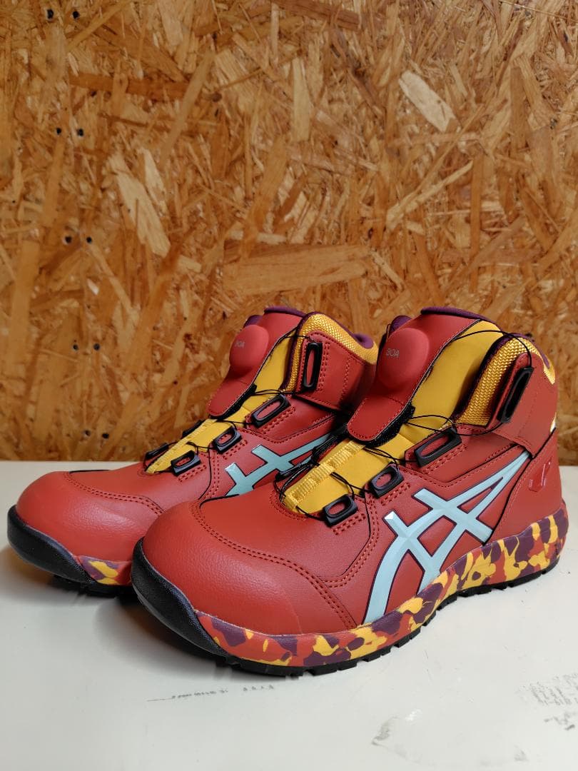 限定asics 安全靴 BOAシステム レッド ASICS（アシックス） CP209 asics ダイヤル式安全靴 Boa フィット