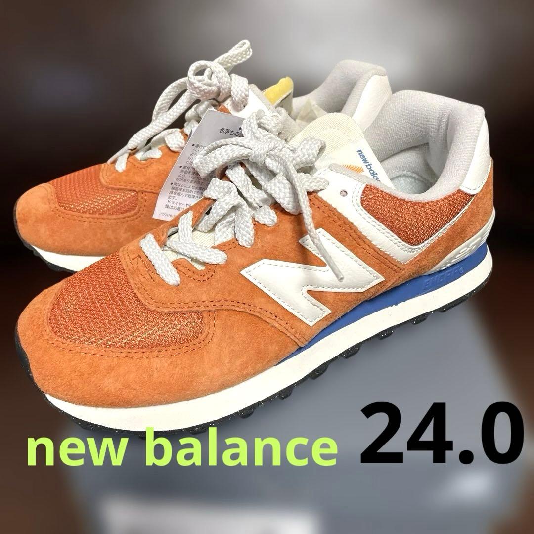 New Balanceスニーカー ML574オレンジ 新品未使用 24センチ - メルカリ