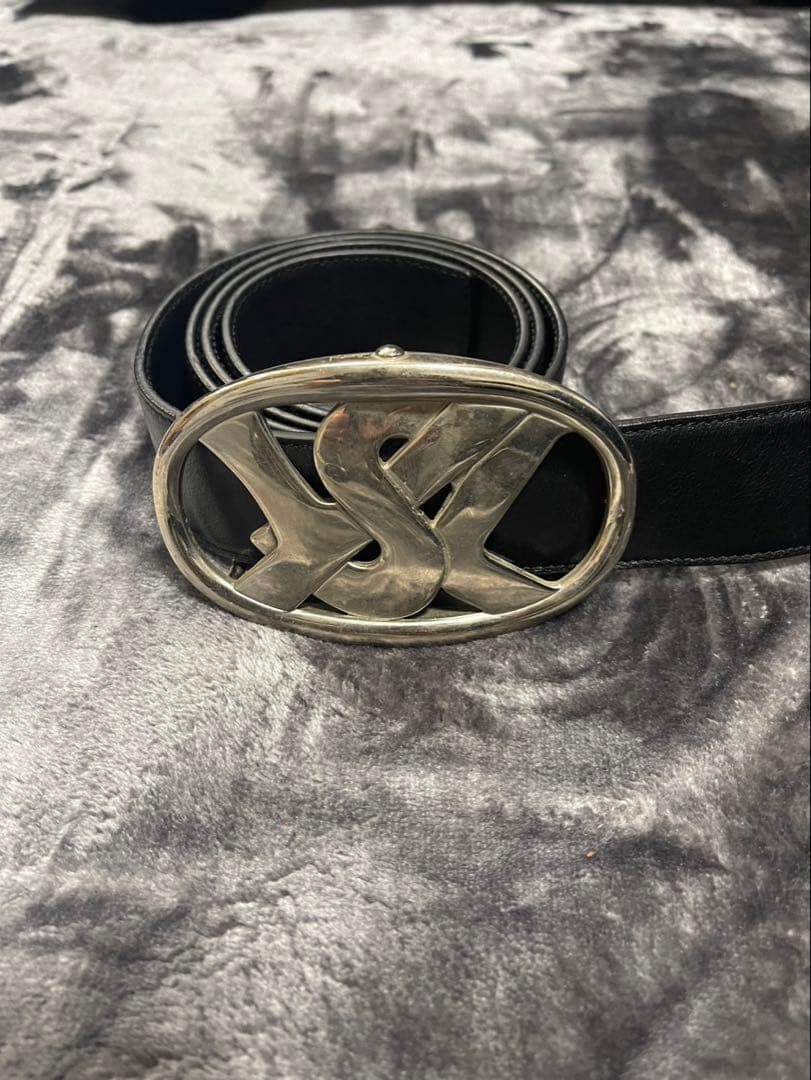 ᗦ*↞様 イヴサンローラン（YSL）ブラック ベルト ロゴバックル