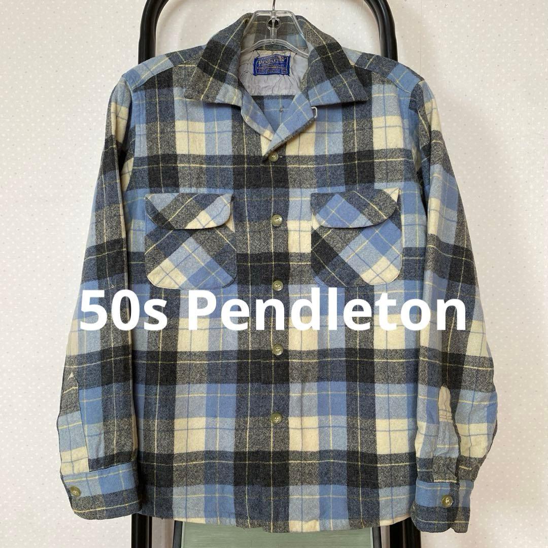 50s Pendleton ペンドルトン ボードシャツ オープンカラー ウール