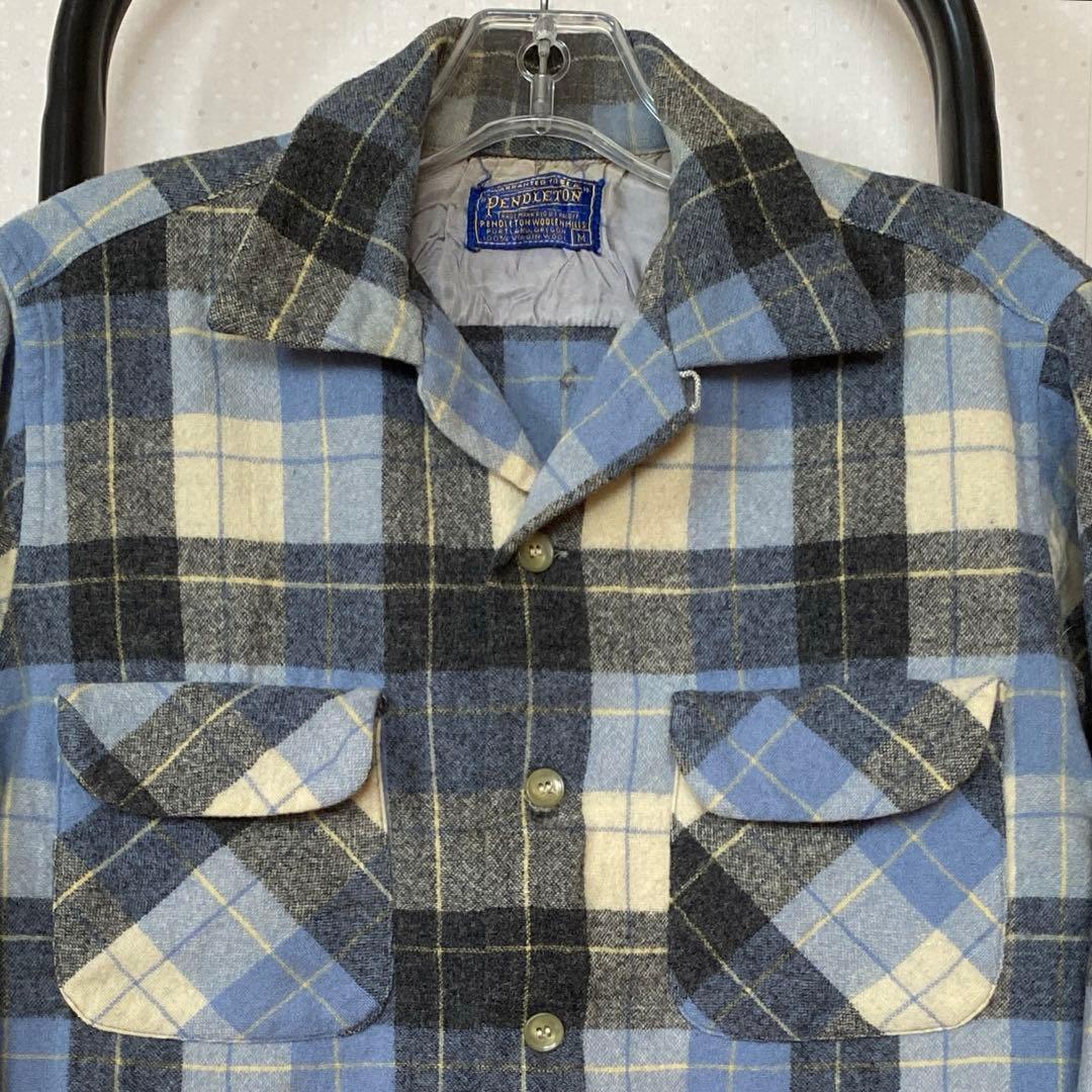 50s Pendleton ペンドルトン ボードシャツ オープンカラー ウール