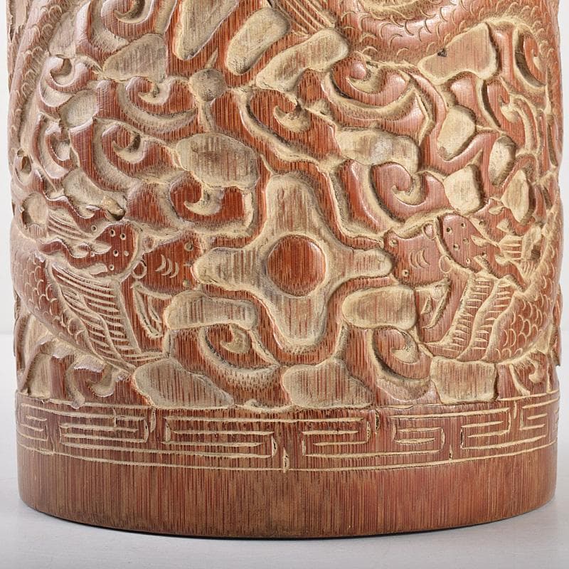 中国 古竹彫刻 雲龍彫 筆筒 M R5069 - メルカリ