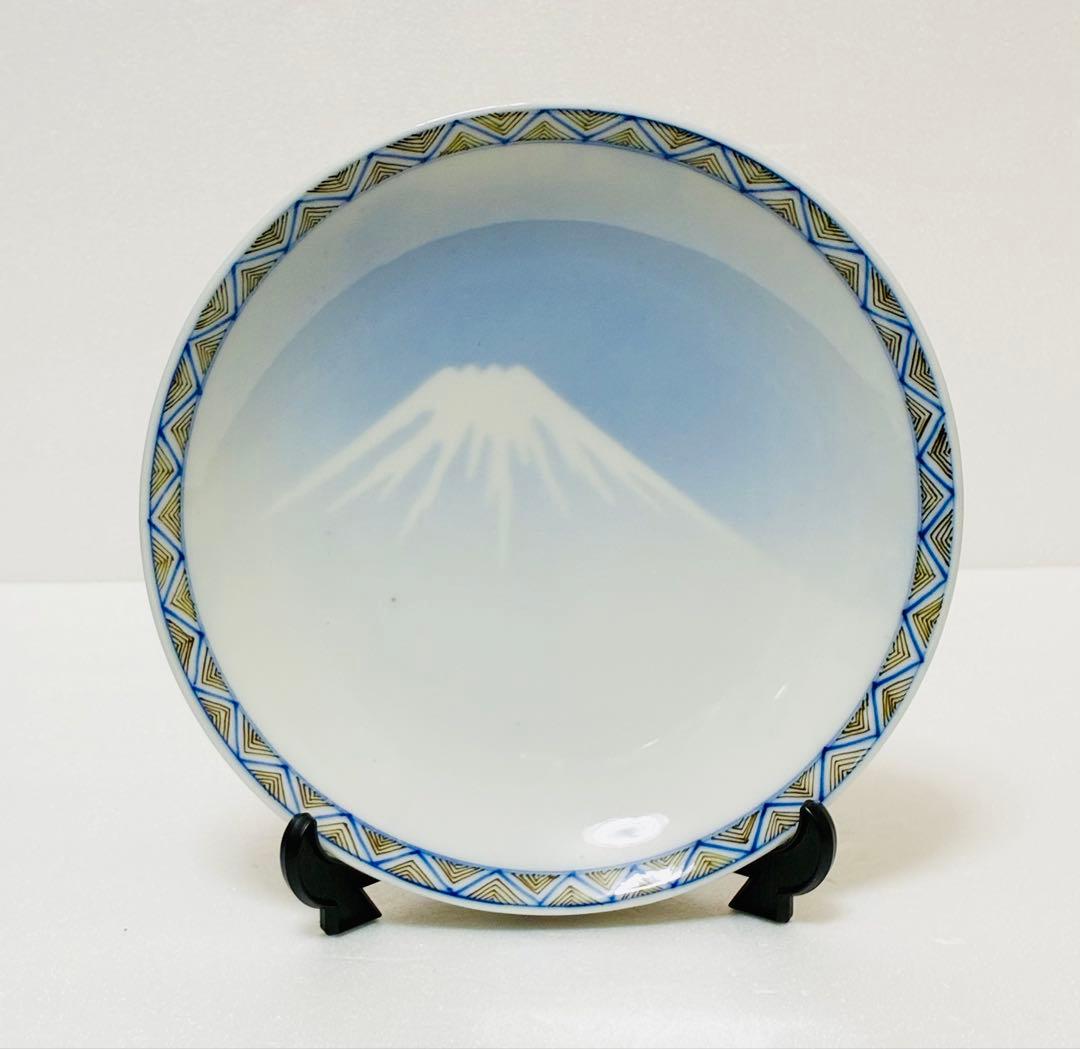 ラスト2客 明治瀬戸焼 千峰園製 伊藤四郎左衛門 図録同手 吹呉須富士山