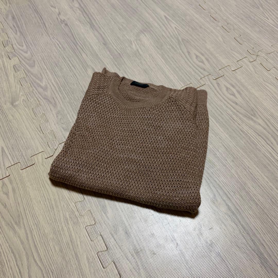 ザノーネ 綿麻混合ニット セーター 濃いめのベージュ サイズ50 スロー