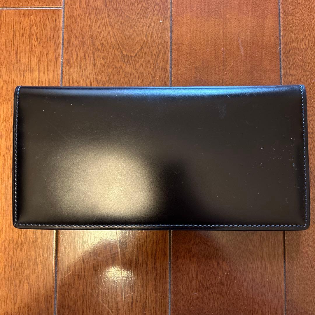 CYPRIS 希少なコードバン薄マチ長財布　BLACK×NAVY