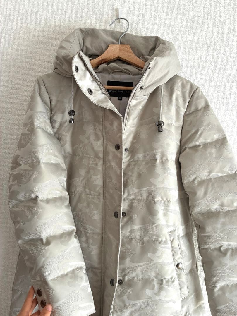 HANAE MORI ダウンコート 38 美品 美品 ハナエモリ ショールカラーダウンコート シャンパンゴールド 40L