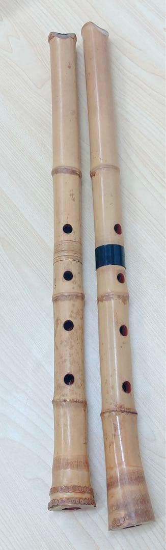 尺八 晴邦作 竹製 6穴 本体 2点セット ケース付