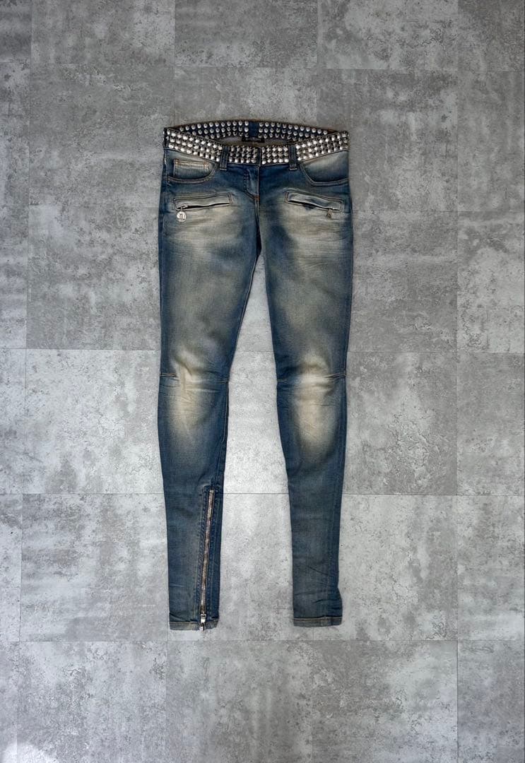Balmain SS11 スタッズ　イーグルジップ　バイカーデニム