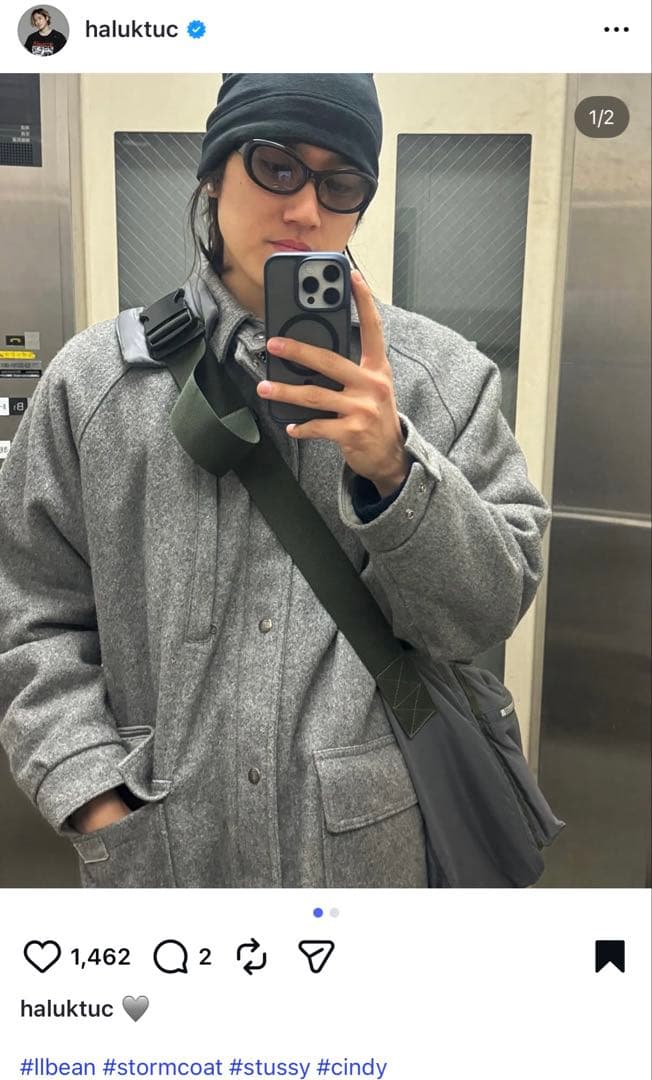 L.L.BEAN ウール　ストームコート　L ジャケット　USA グレー