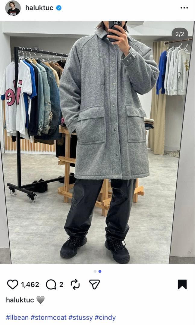 L.L.BEAN ウール　ストームコート　L ジャケット　USA グレー