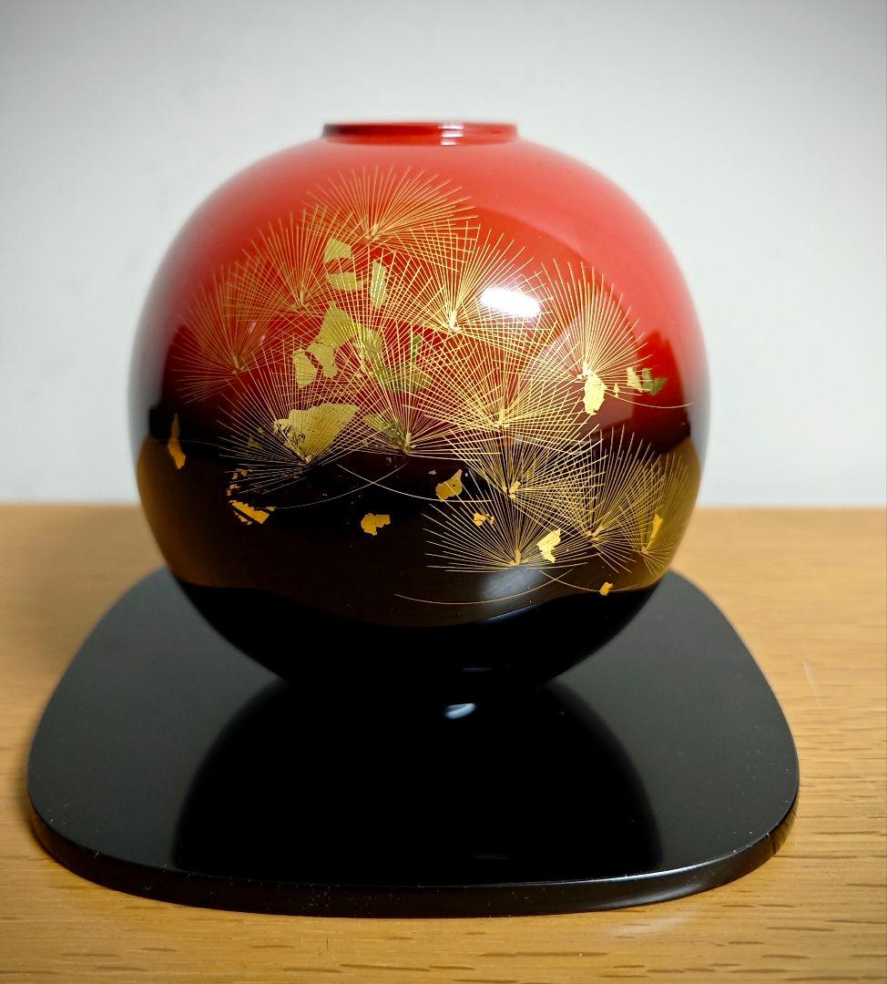 【美品】輪島塗　丸花器　曙　華翔　4.5寸