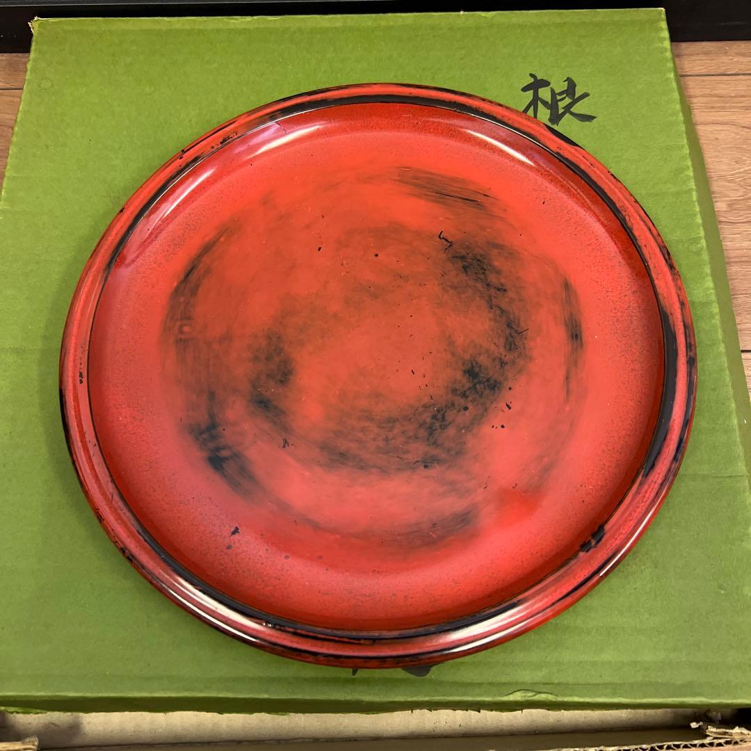 桃花漆器 赤い漆器の平皿