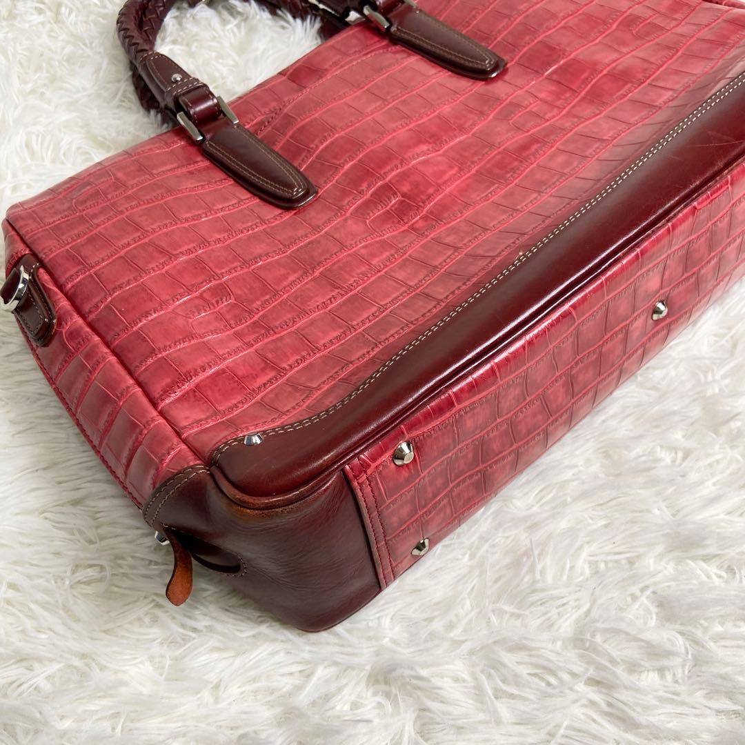 キーファーノイ クロコ型押し ブリーフケース アモーレ ビジネスバッグ