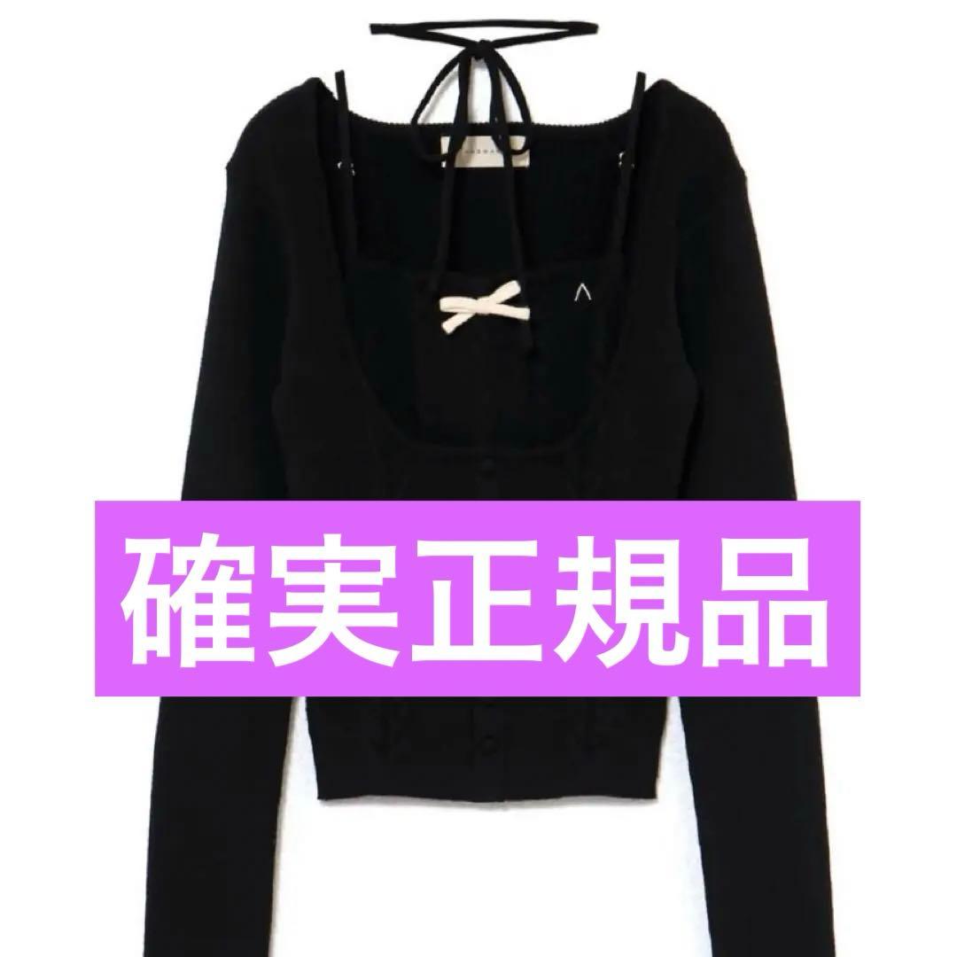 トップス andmary Sharon ribbon tops black f33f7ee590d2494faeafaafe3ec3b9