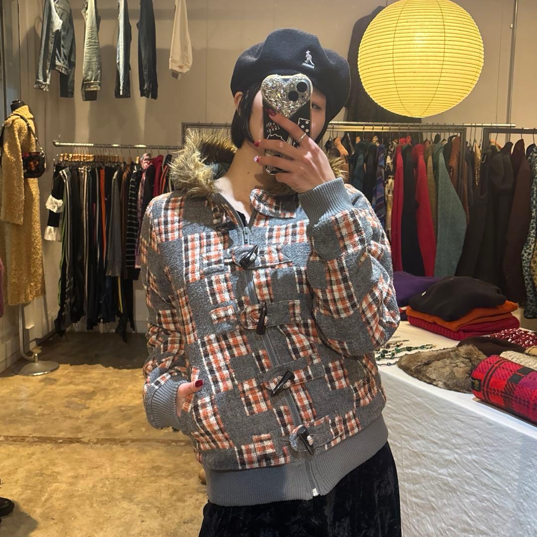 ジャケット・アウター Stussy check patchwork duffle jacket