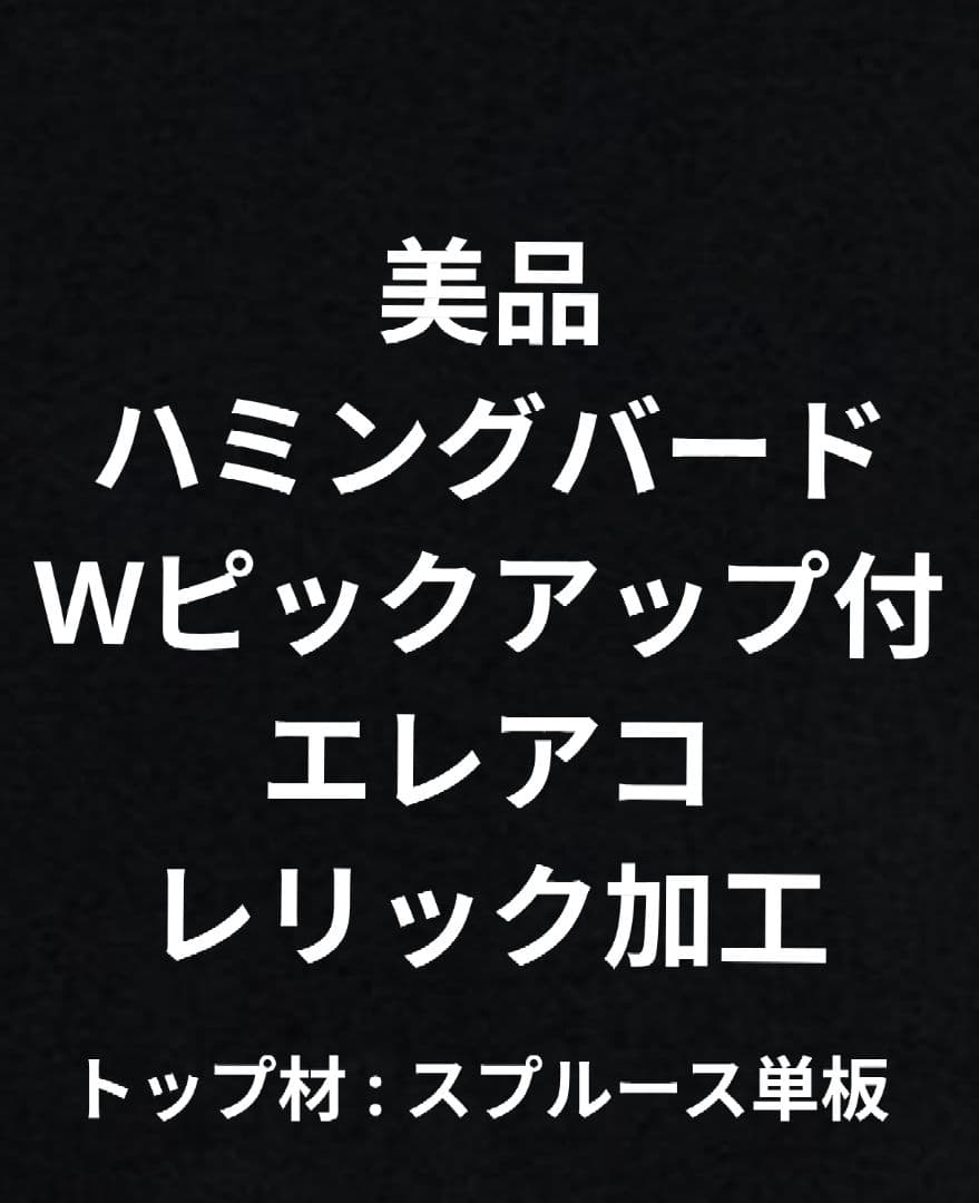 美品 ハミングバード Wピックアップ付エレアコ トップ単板